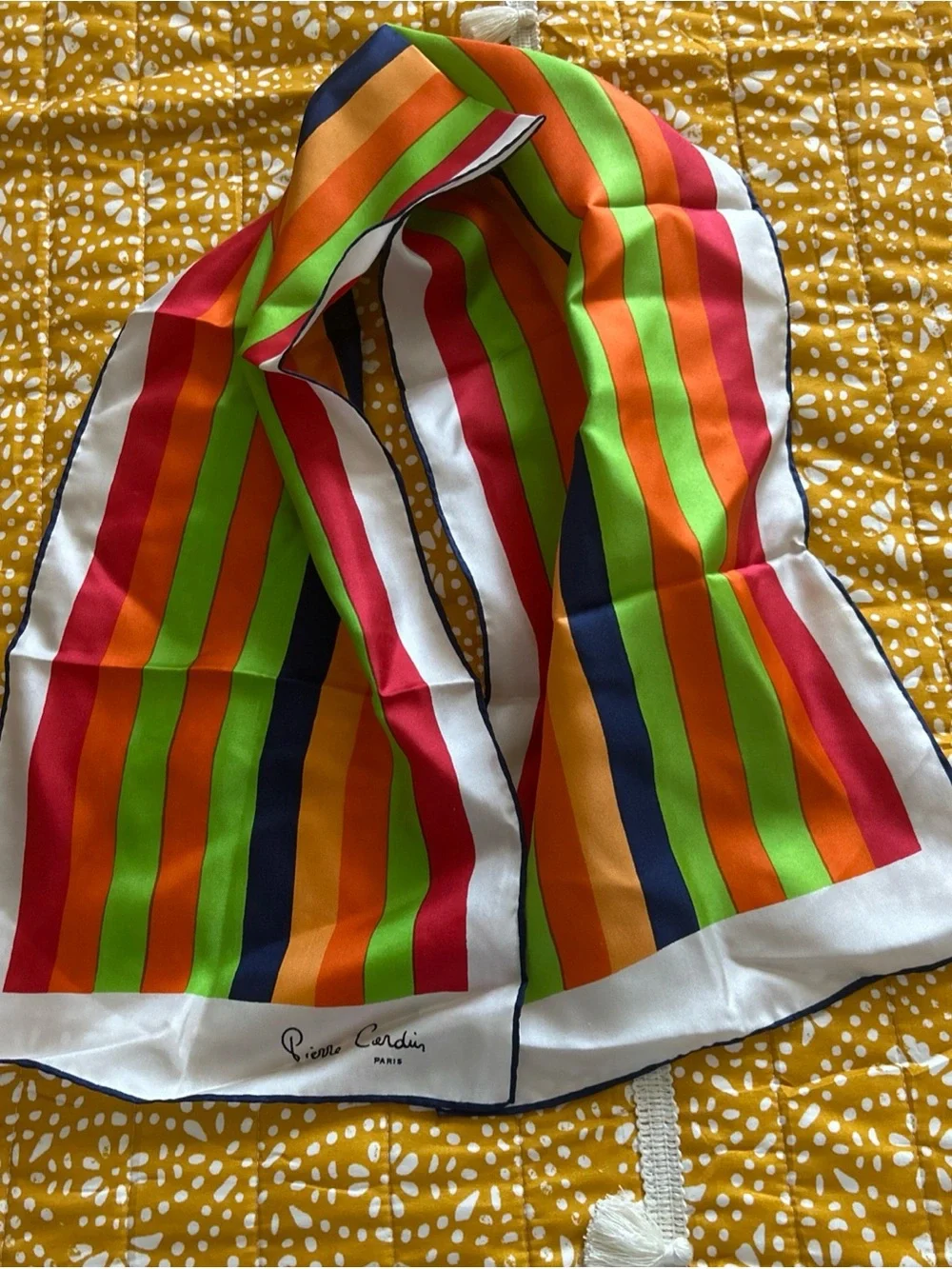 Pierre Cardin Bright Multicolor Vertical Stripe Silk Scarf Vintage